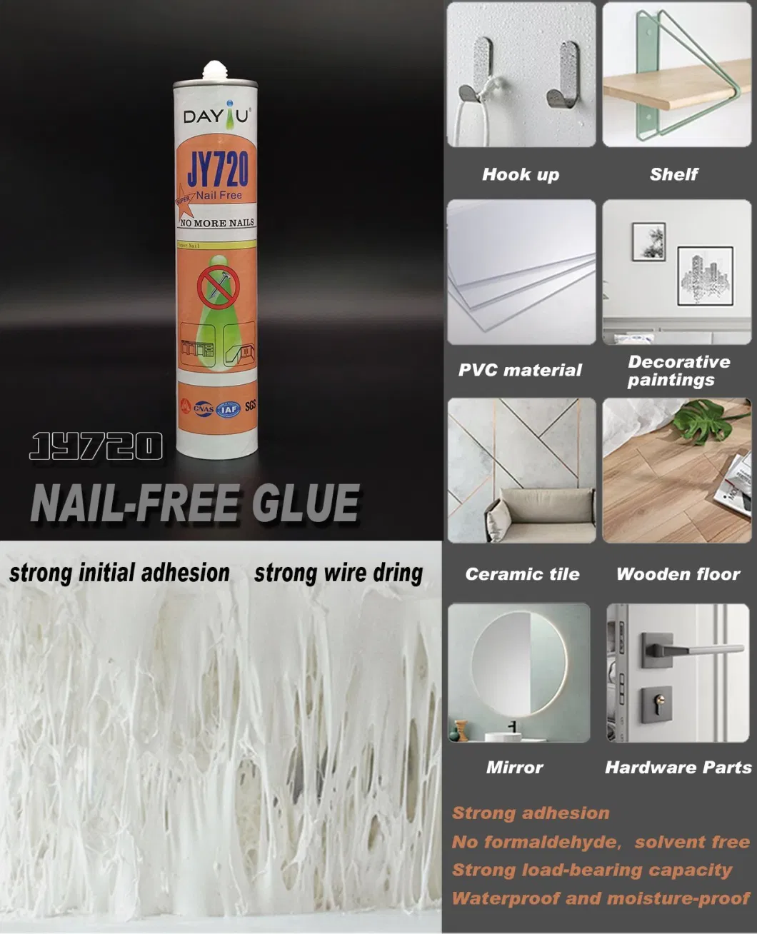 Synthetic Rubber No More Nail Strong High Strength Adhesive Liquid Nail